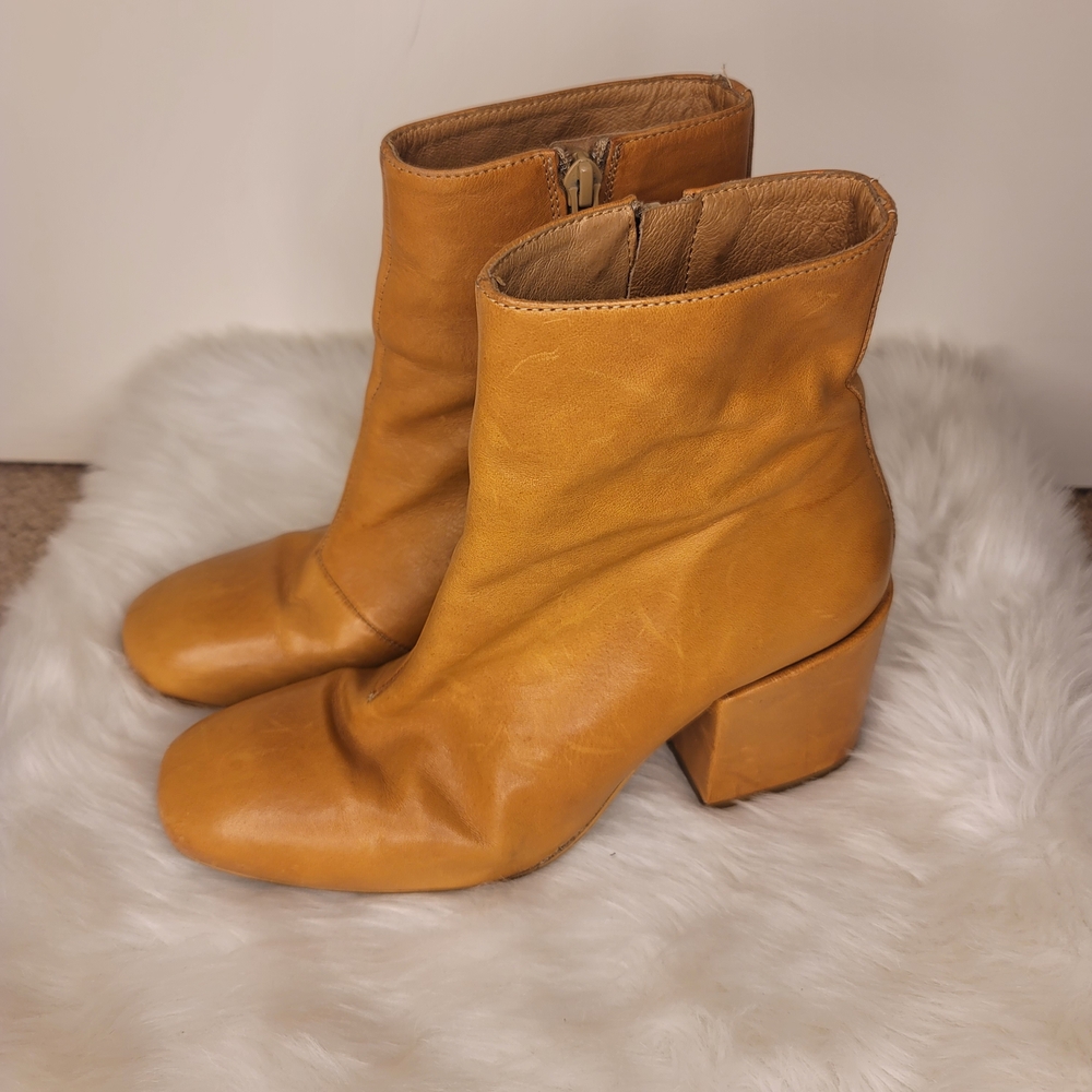 Free People Nicola Tan Leather Block Heel Ankle Boots